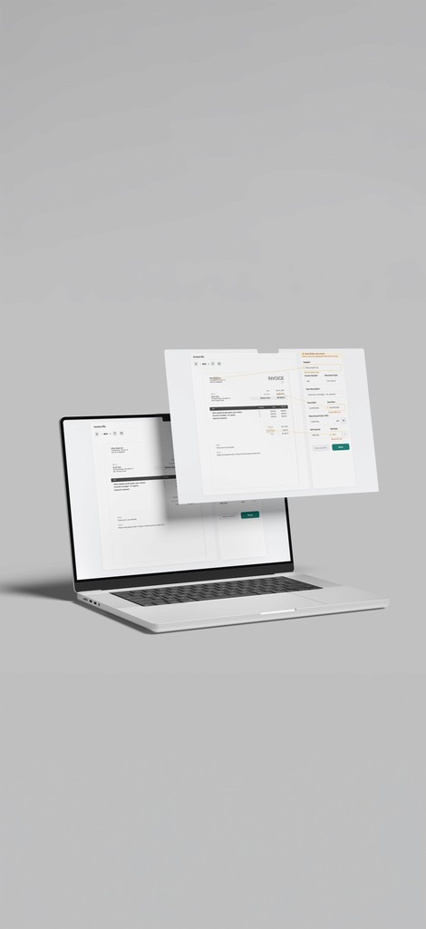 Invoice scanning MVP mockup showing success and warning states