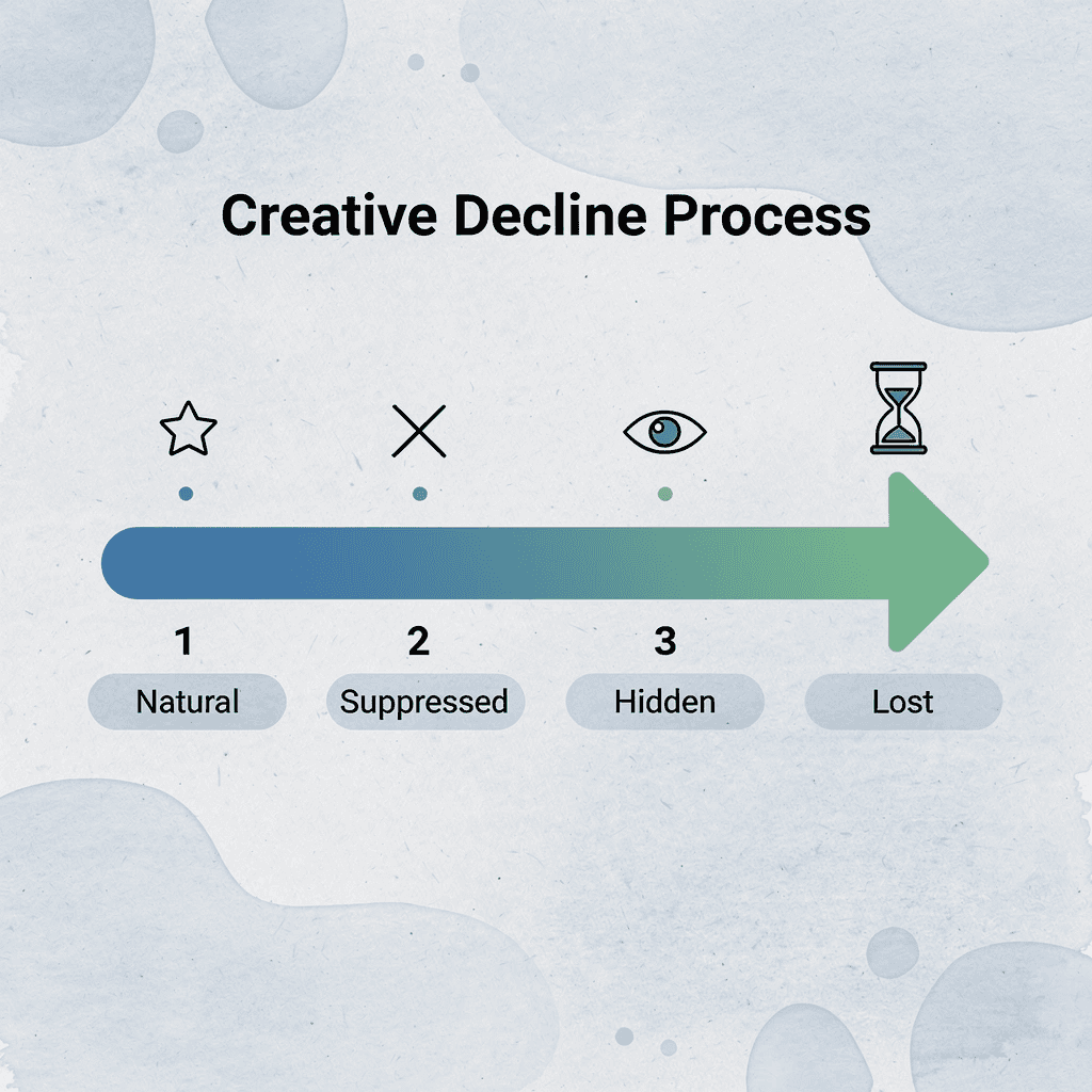 Progression showing stages of creative decline in children