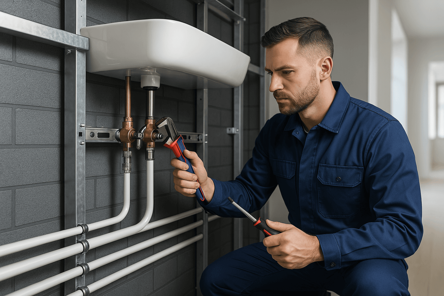 Fachgerechte Sanitärinstallation durch professionellen Monteur beim Anschliessen von Wasserleitungen – Aqua-Fix Sanitär aus Wil SG, Ihr regionaler Experte für Sanitärtechnik in Zürich, St. Gallen und Thurgau.