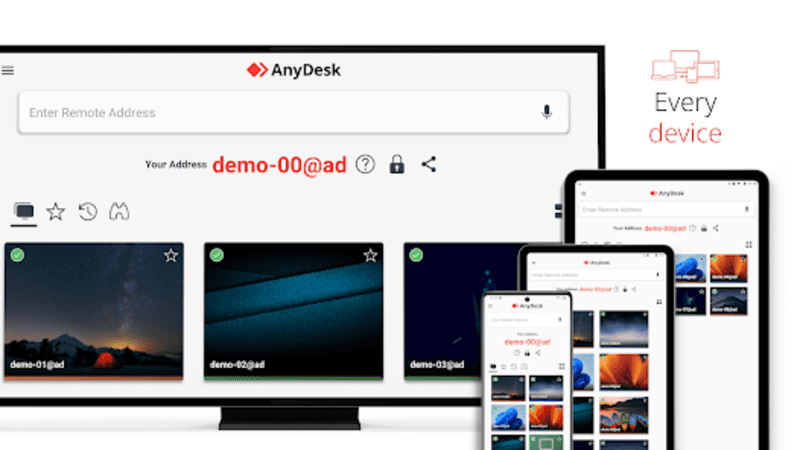 AnyDesk remote desktop interface