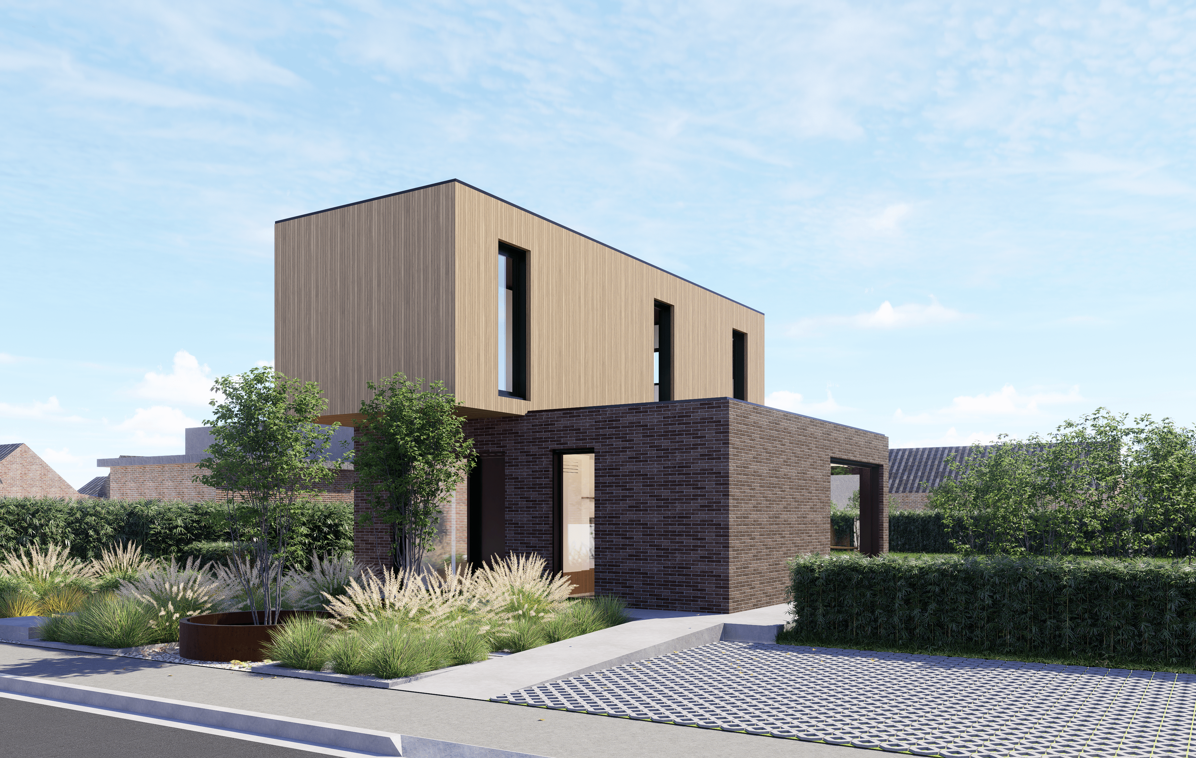 render buitgevele steenstrips en houyt hub 113 hubley