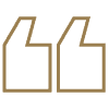 Golden outlined quote mark for a security testimonial
