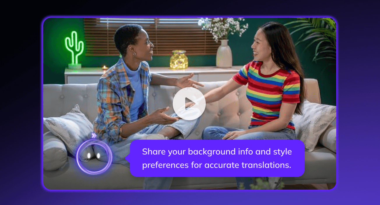 Vozo's AI video translator showing context-aware Spanish translation