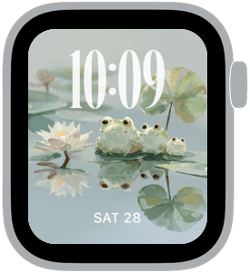 lilypad friends Apple Watch face preview 3 featuring watercolor and summer.