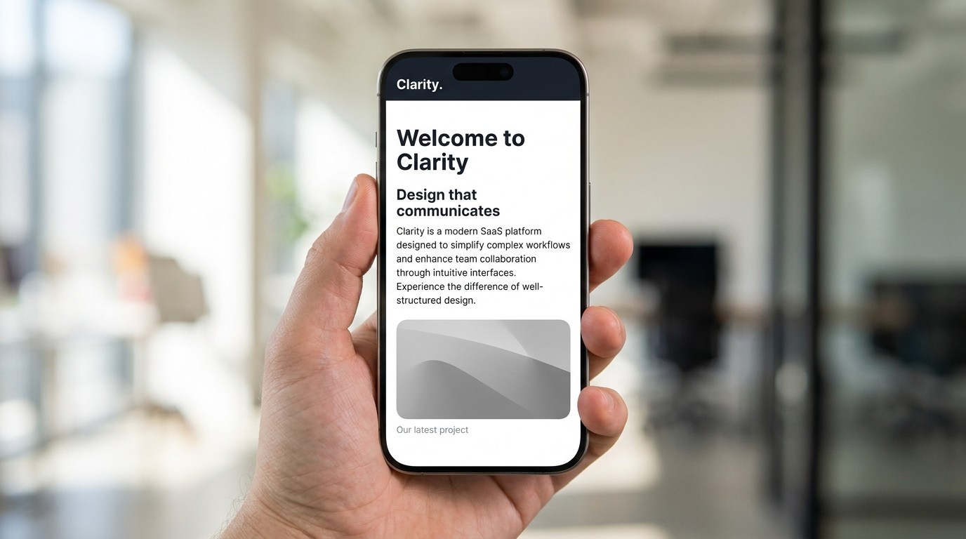 Typografische Hierarchie auf einer mobilen Website mit klaren Schriftstufen