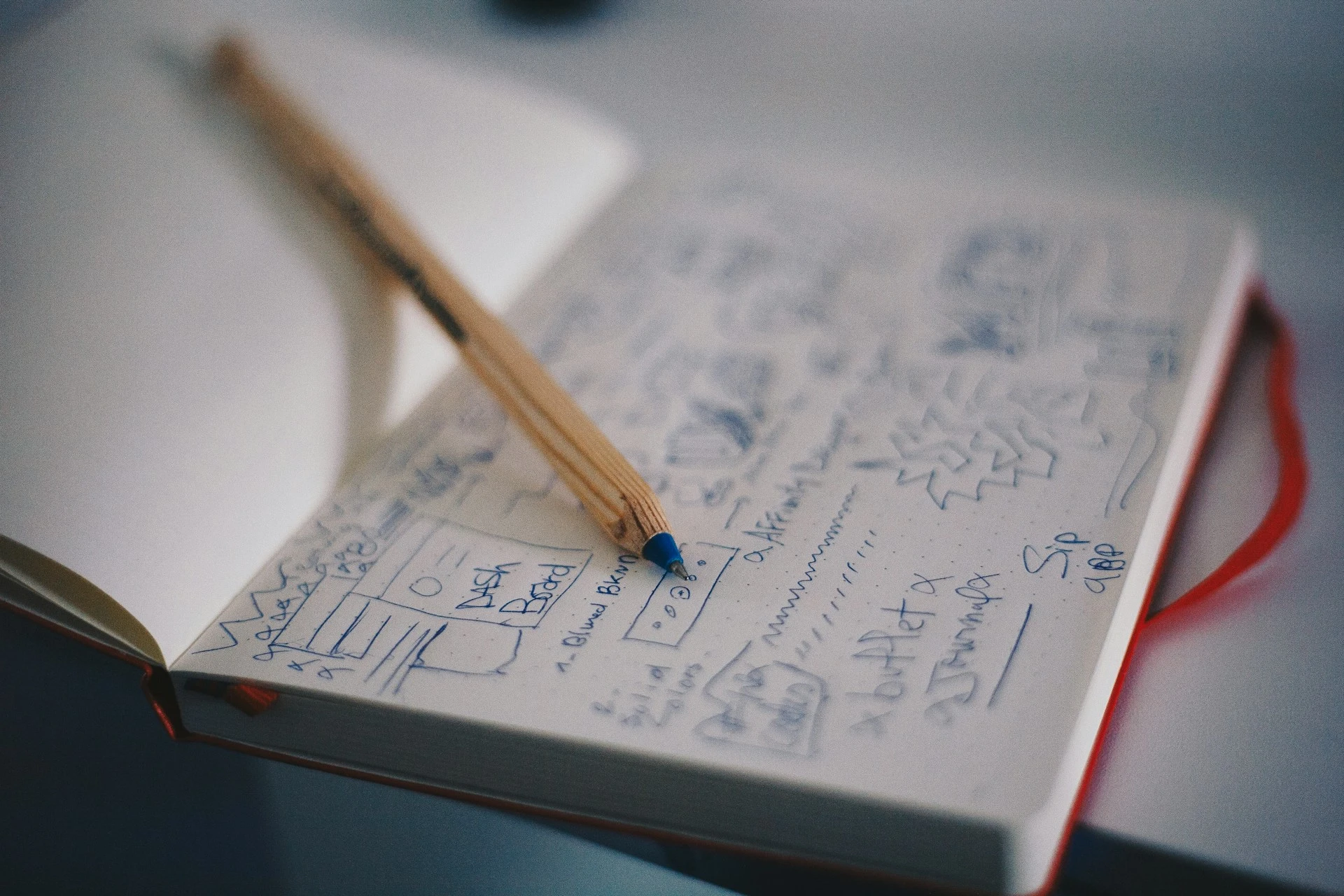 Ein Skizzenbuch voll mit Scribbles.