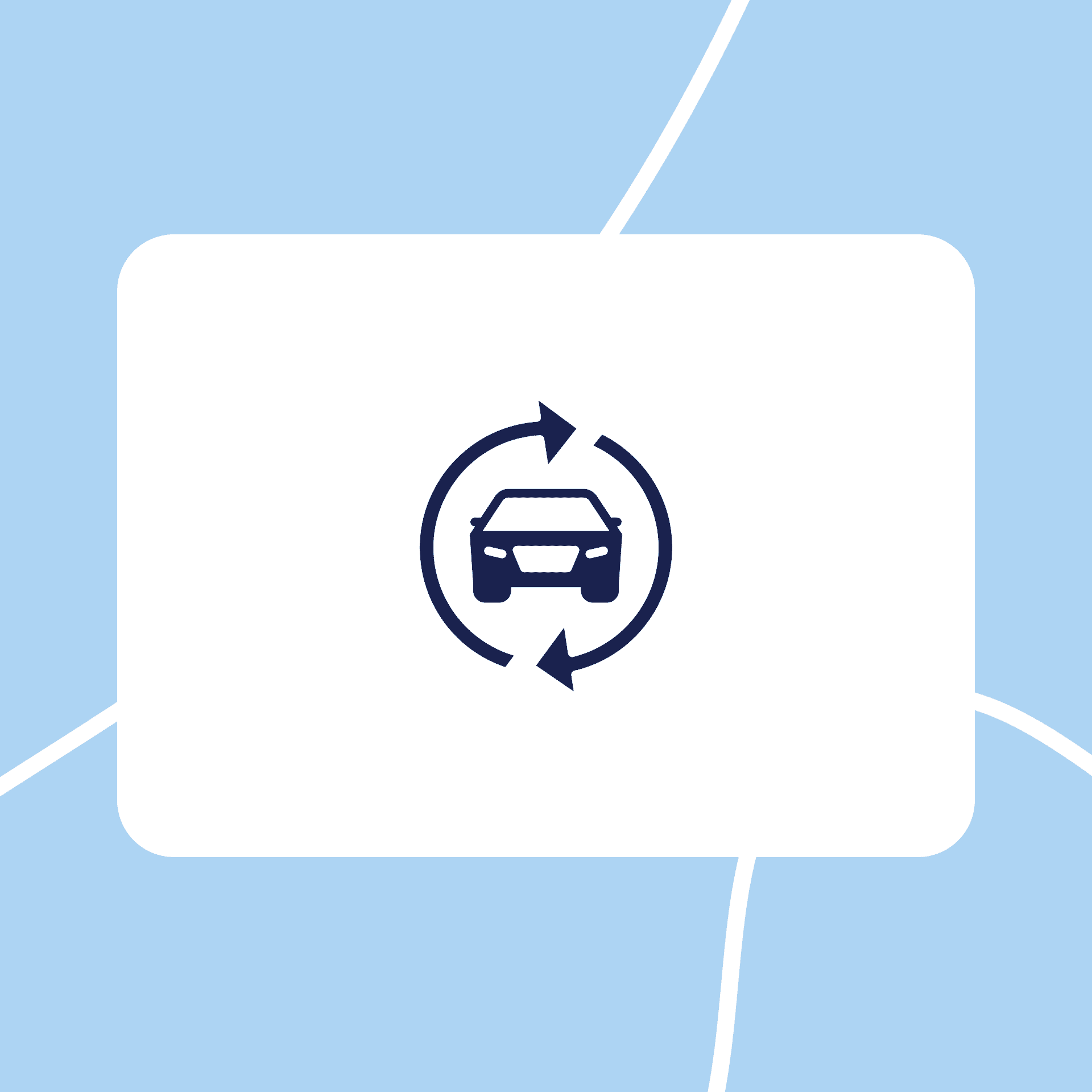 Car rotation symbol on a white square.