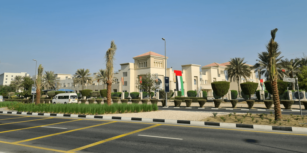 Overview of Dubai Investment Park highlighting its contemporary architecture and well-planned infrastructure amidst greenery.