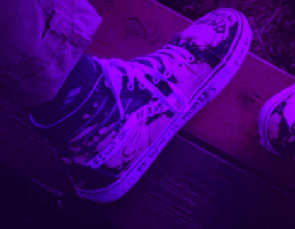 Personalized sneakers in pink and purple ((Photo by the happiest face =):)
