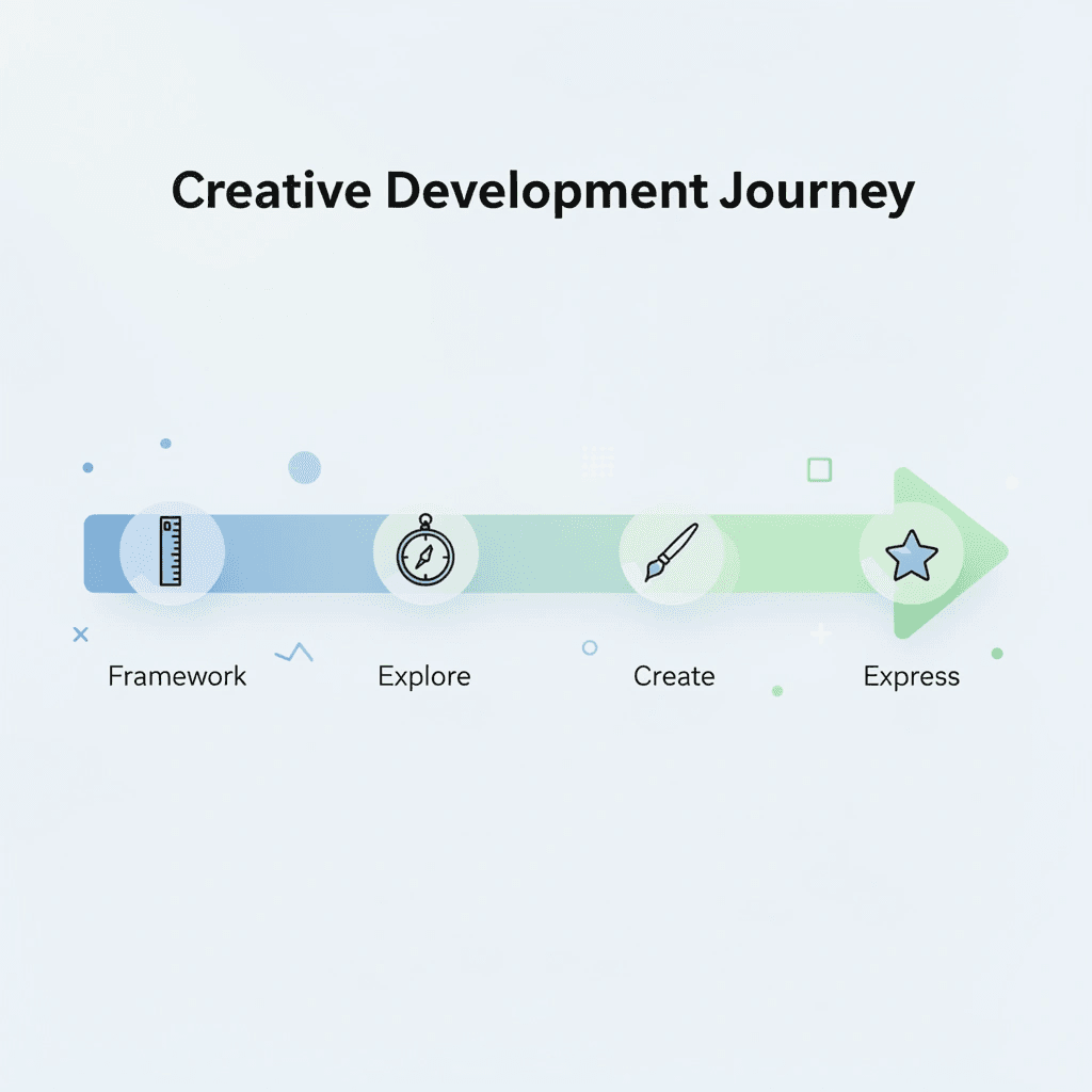 Progressive steps in creative development from framework to expression