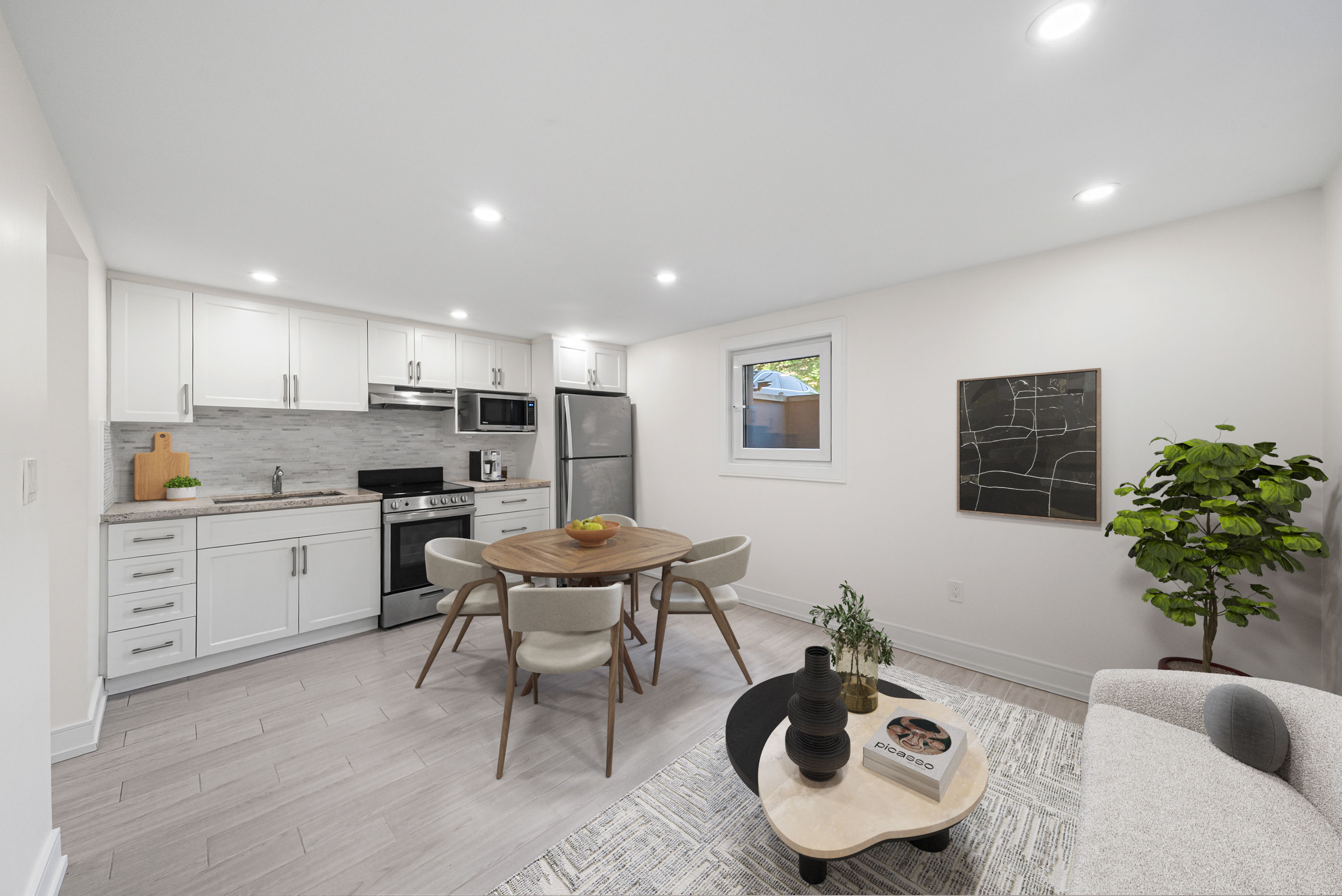 beautiful kitchen/living/dining room spaces