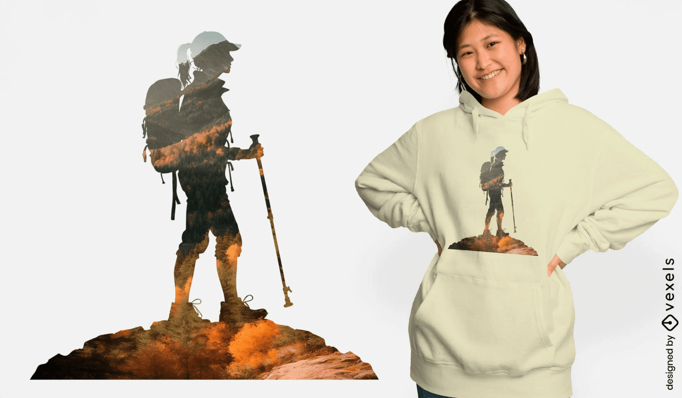 woman hiking silhouette