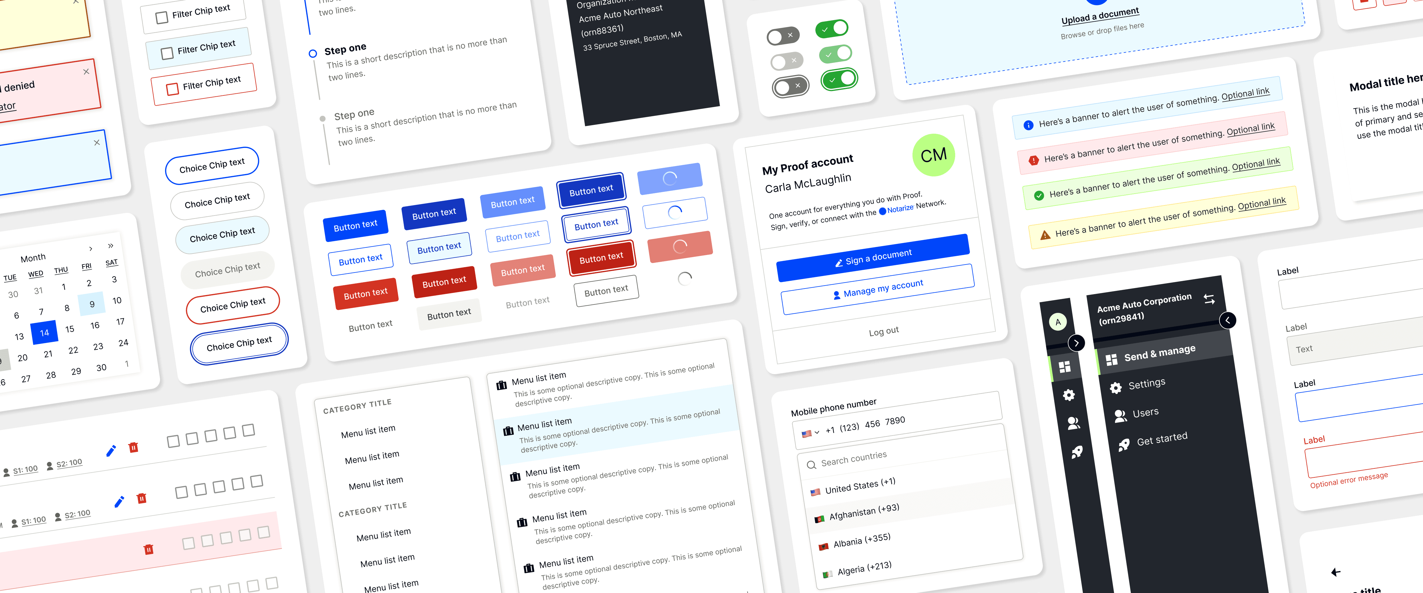 A compilation of Stampede design system components