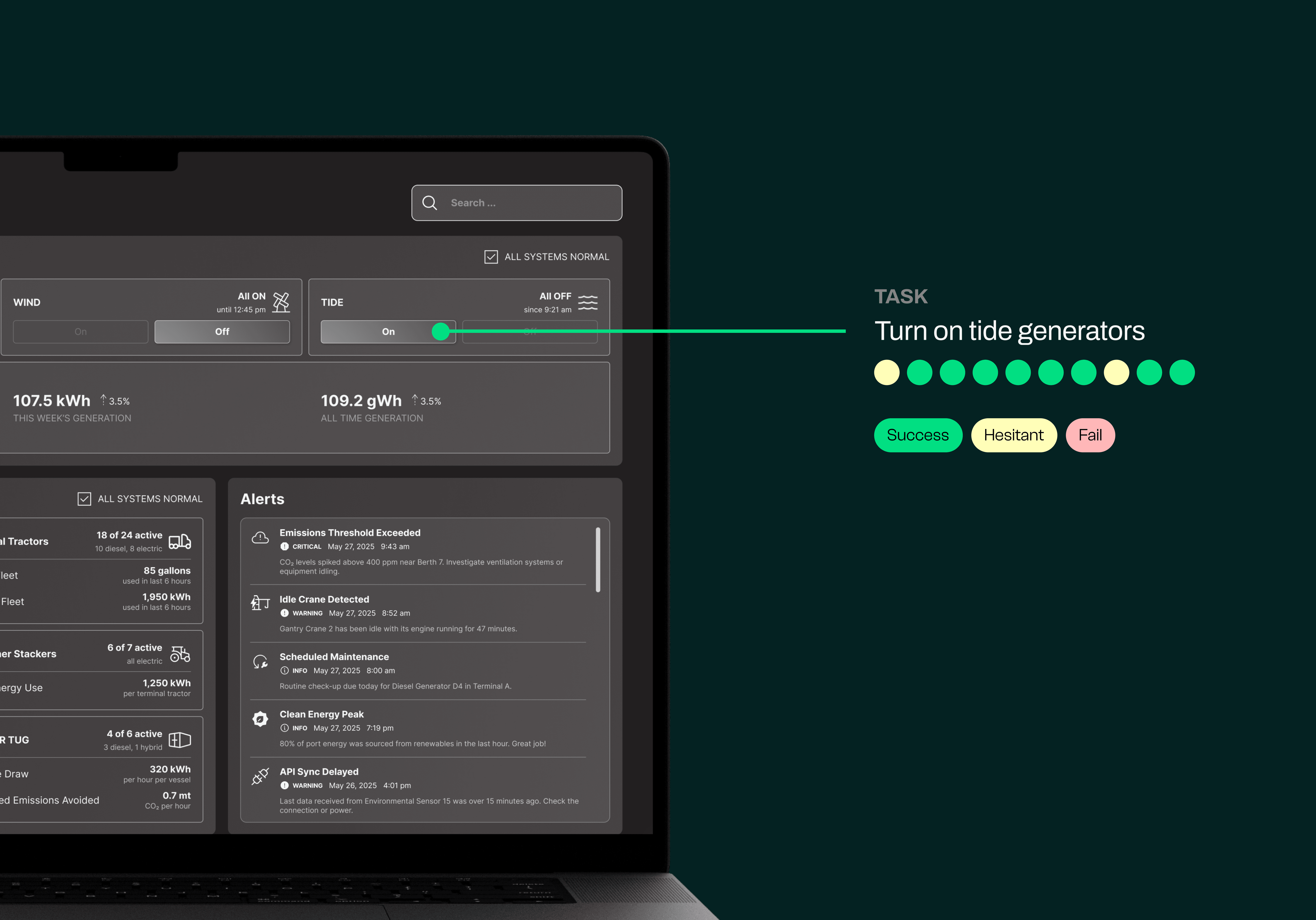 One of our user testing tasks