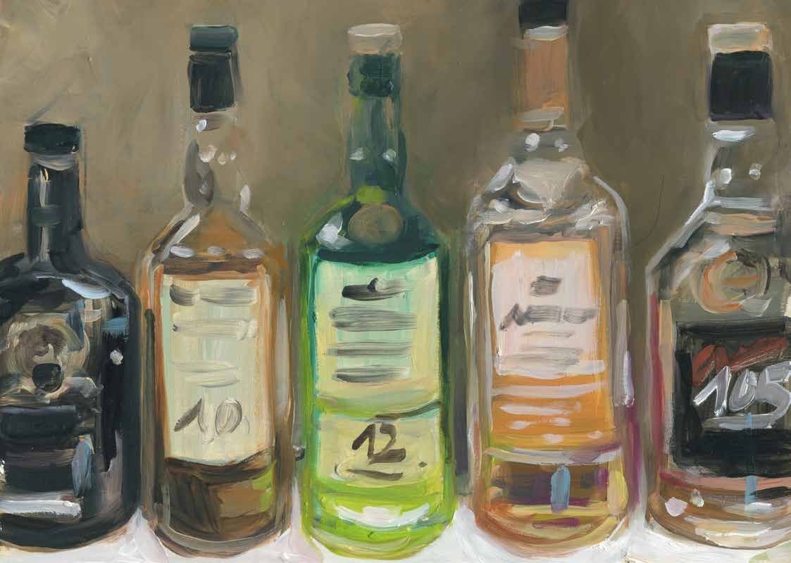 Gemälde von Spirituosenflaschen in der Bar Schöllmanns in Offenburg