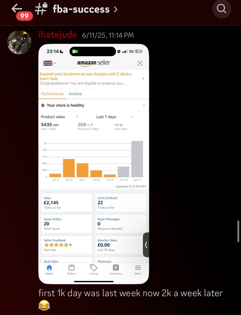 Amazon FBA seller success results