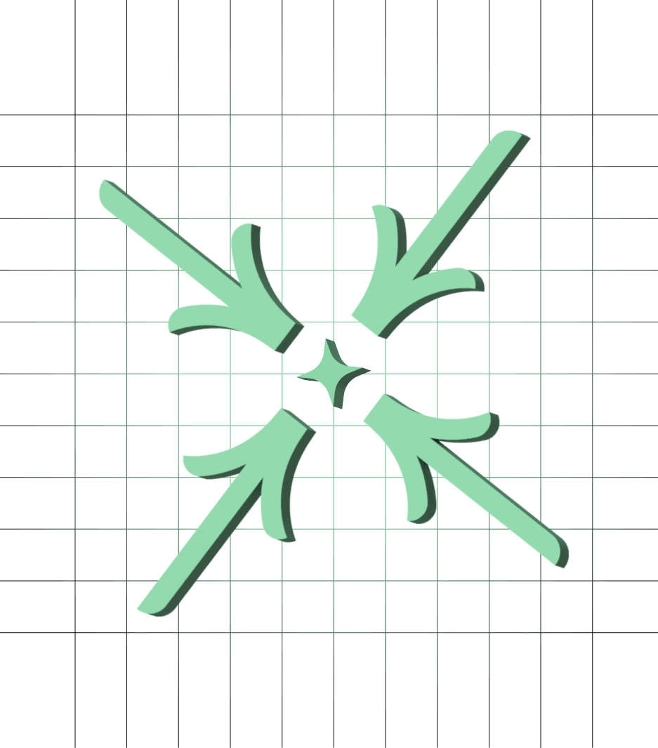 Grafische Illustration von Pfeilen, die auf einen zentralen Punkt zulaufen – Symbol für strategische Klarheit.