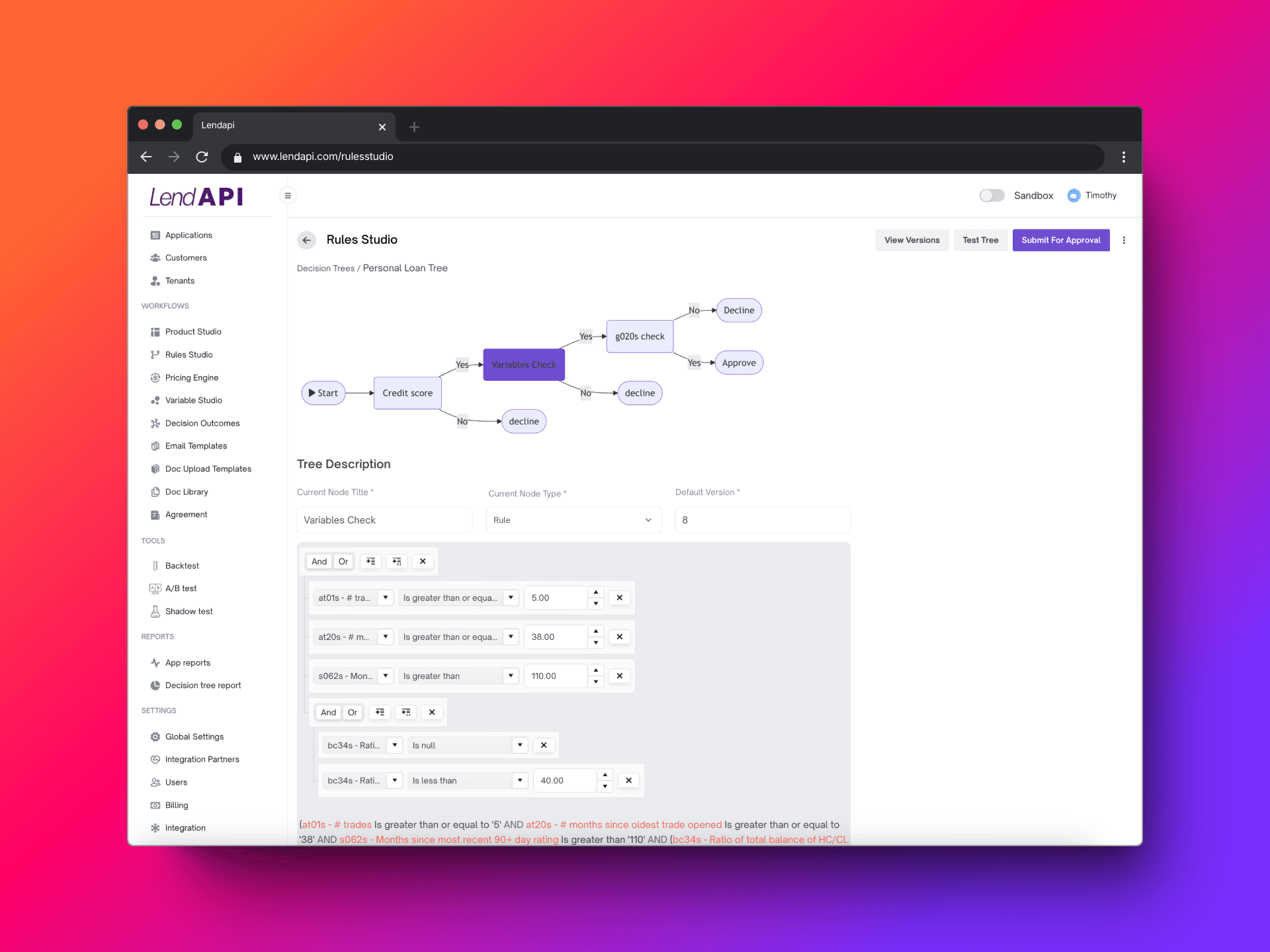 LendAPI Rules Studio - Dec 31st 2024