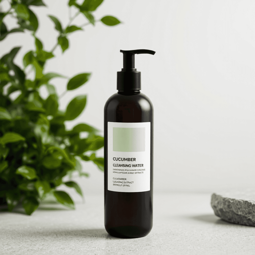 product photography of a bottle of cleansing water for skincare