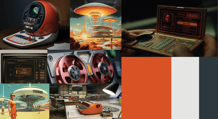 retro-futureistic mood board