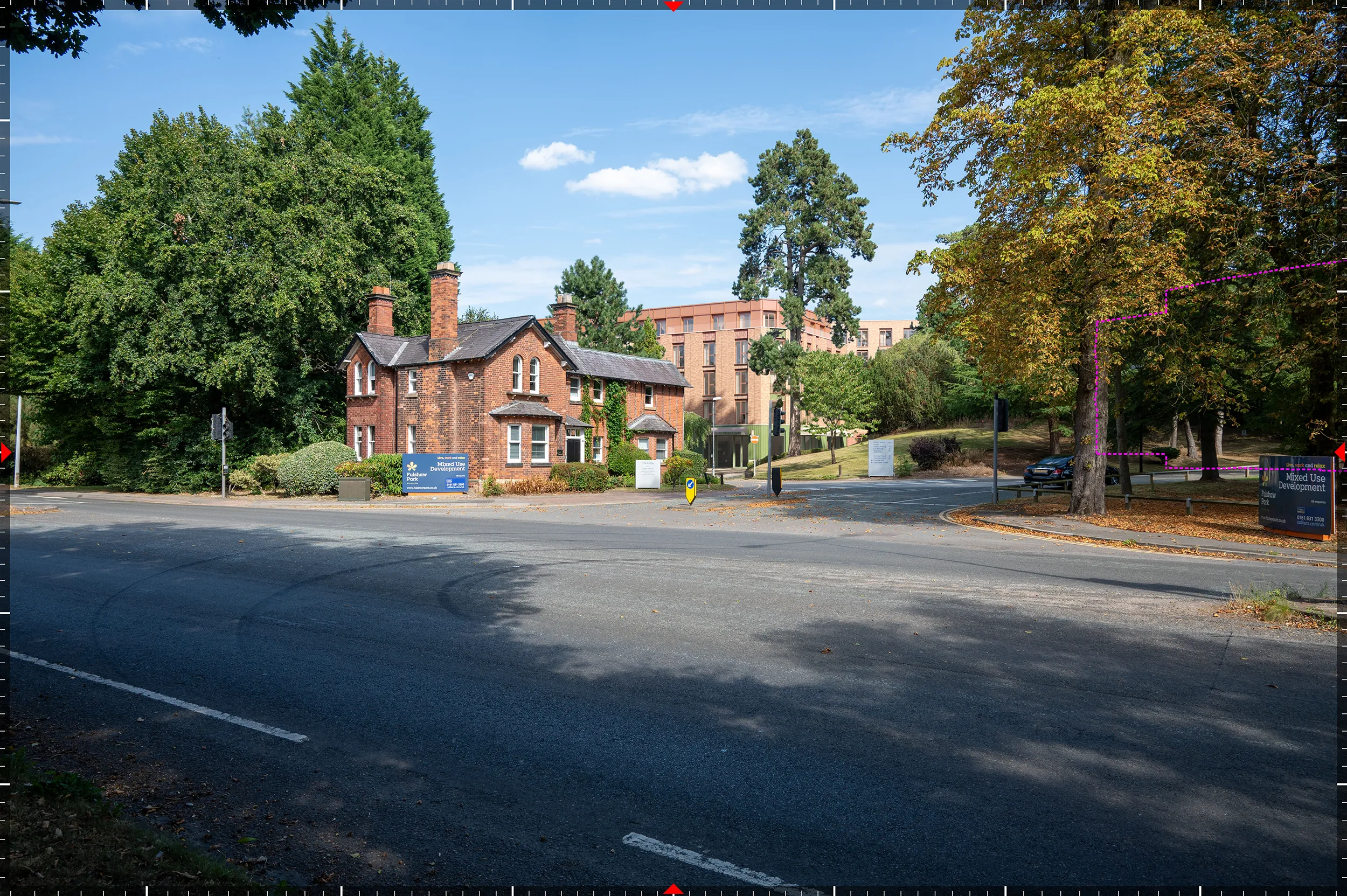 Fully rendered AVR3 verified view of the proposed Royal London House redevelopment from Alderley Road near the main access, created by Eye-Kon.
