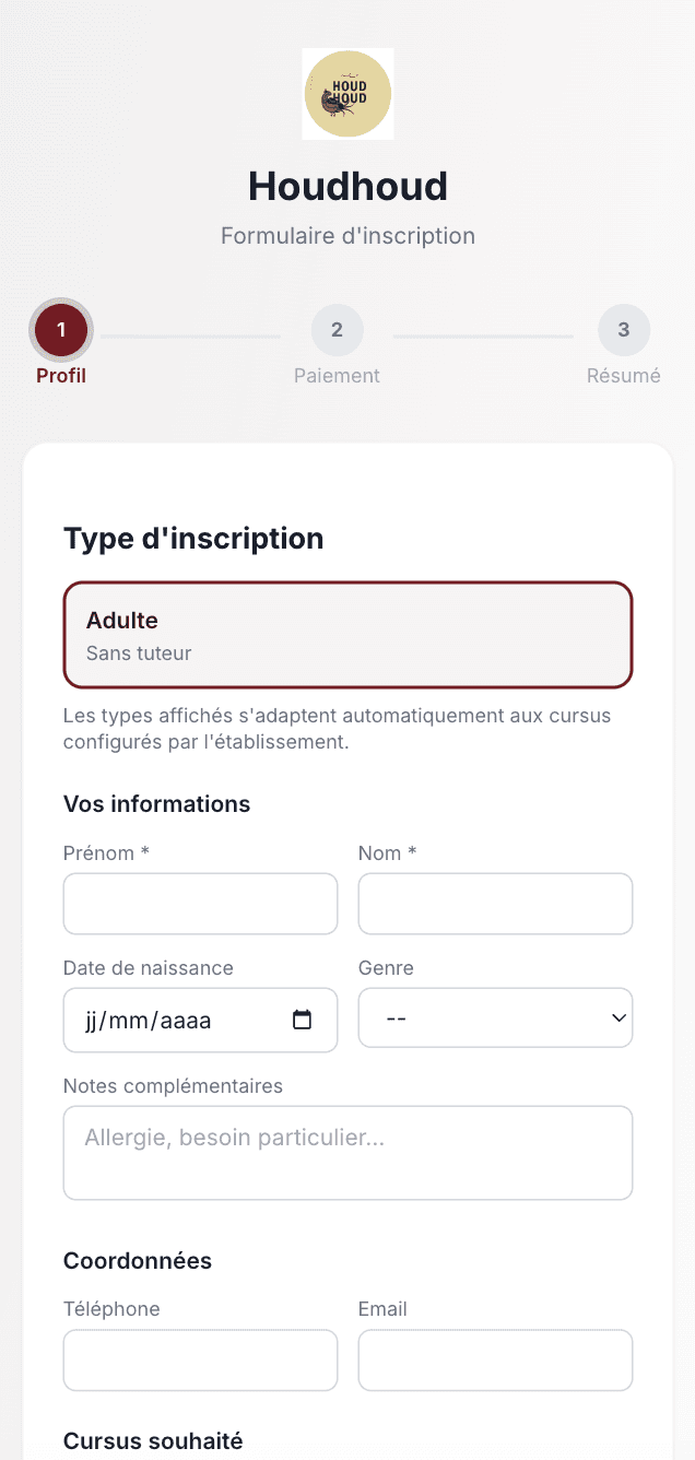 Page "Inscription"