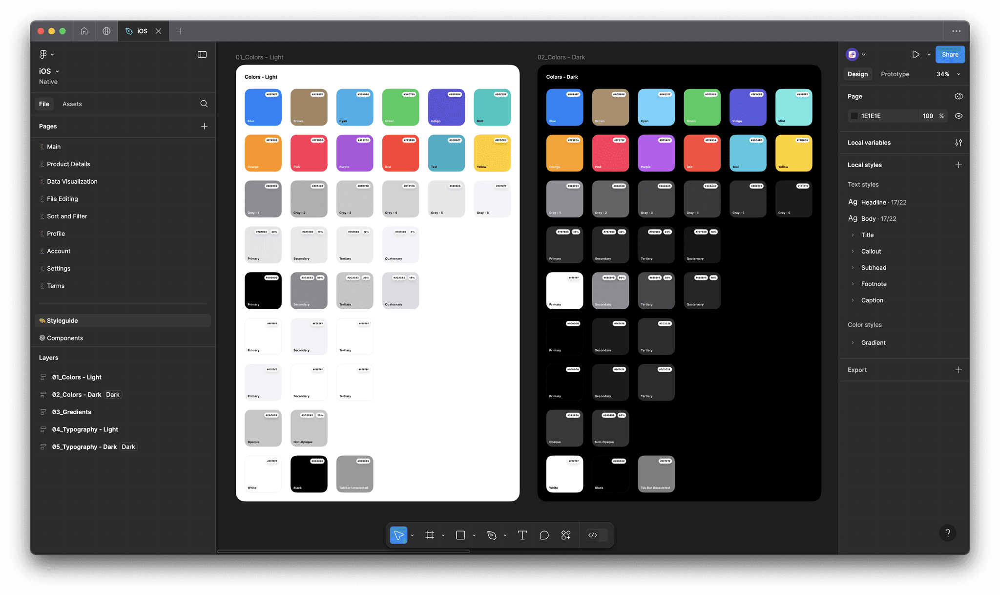 Figma design file for Native iOS template.