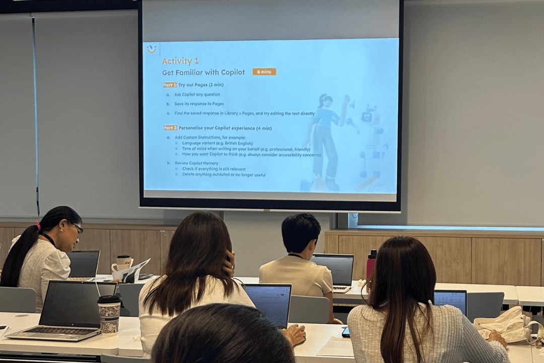 Trainer giving a crash course on Microsoft Copilot