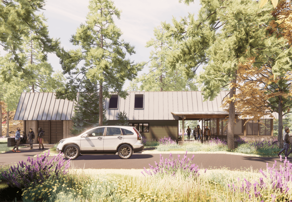 TMBR-designed multifamily housing complex featuring modular timber construction, large windows, and sustainable materials.