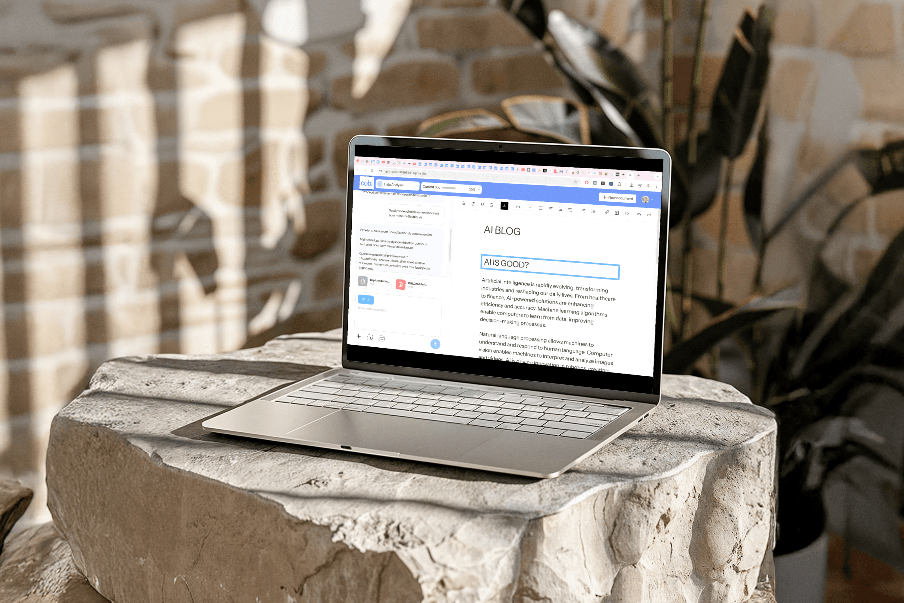 Laptop screens displaying project design for website applications.