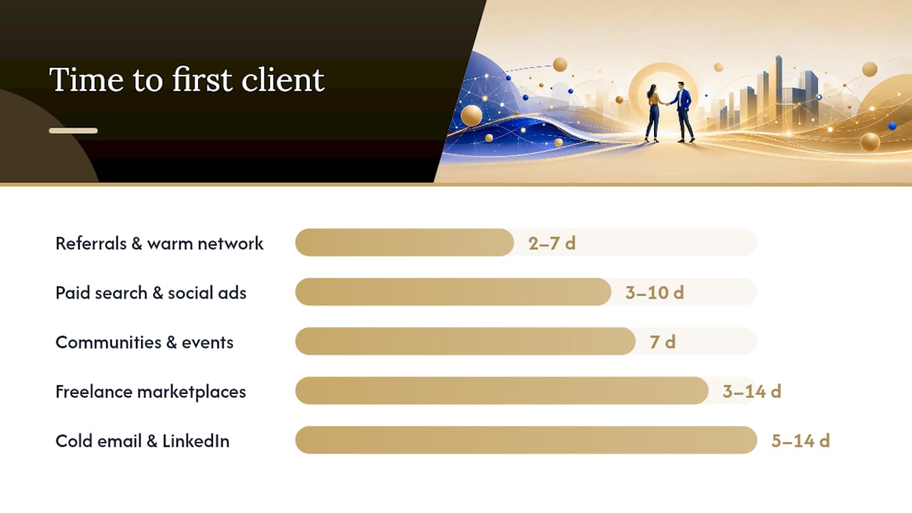 Comparison of client acquisition channels by speed
