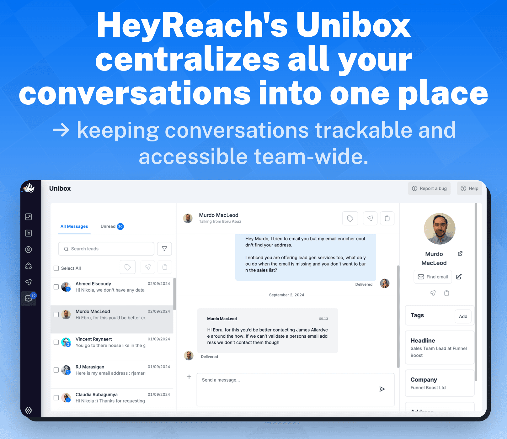 HeyReach Key Features and Functions: Unibox