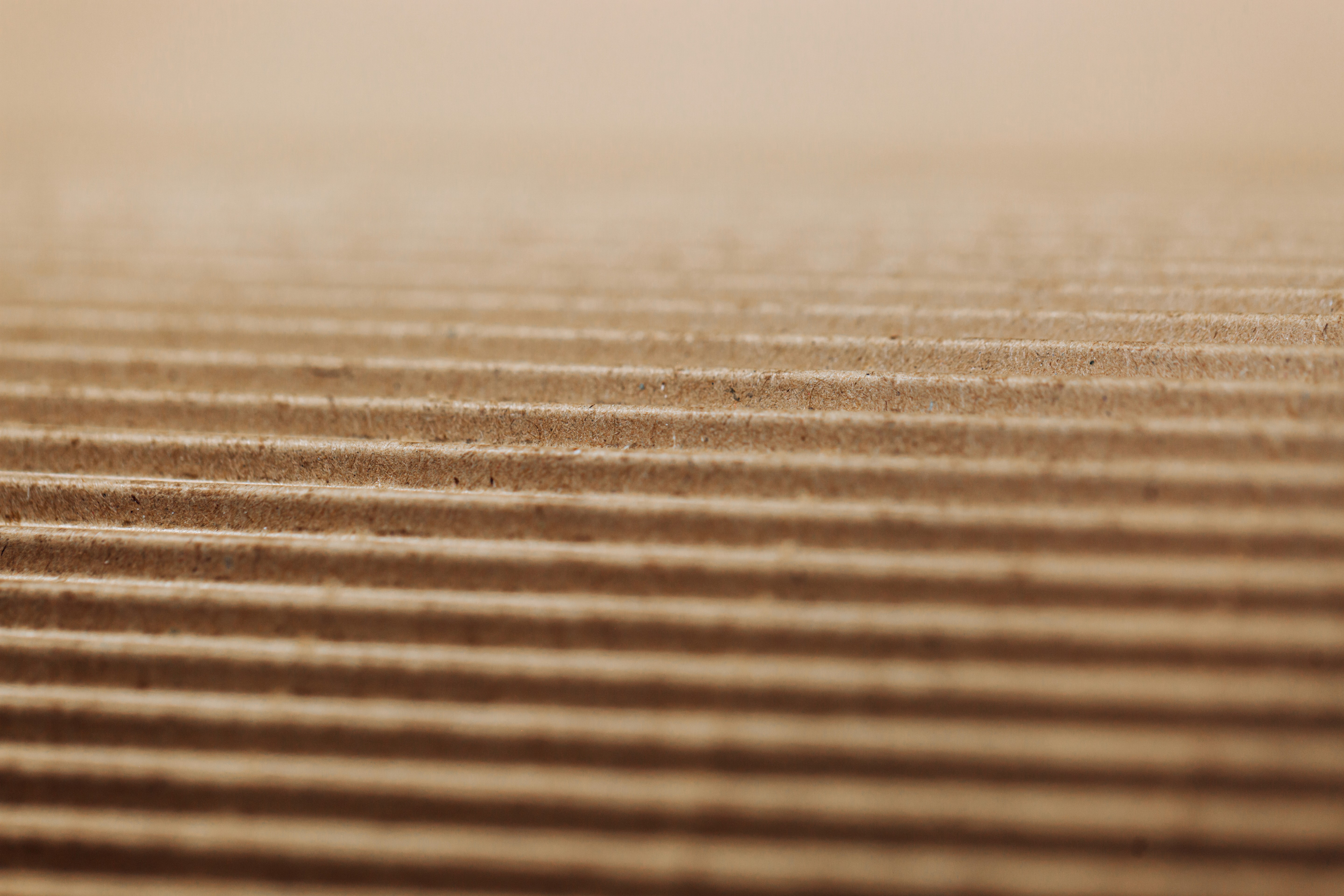 Close-up of corrugated cardboard fluting used in packaging components for cushioning, strength and product protection