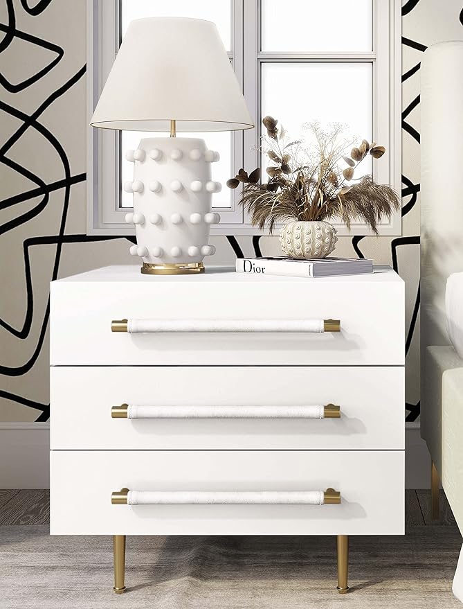 Elegant trident nightstand with ample storage space and a timeless design.