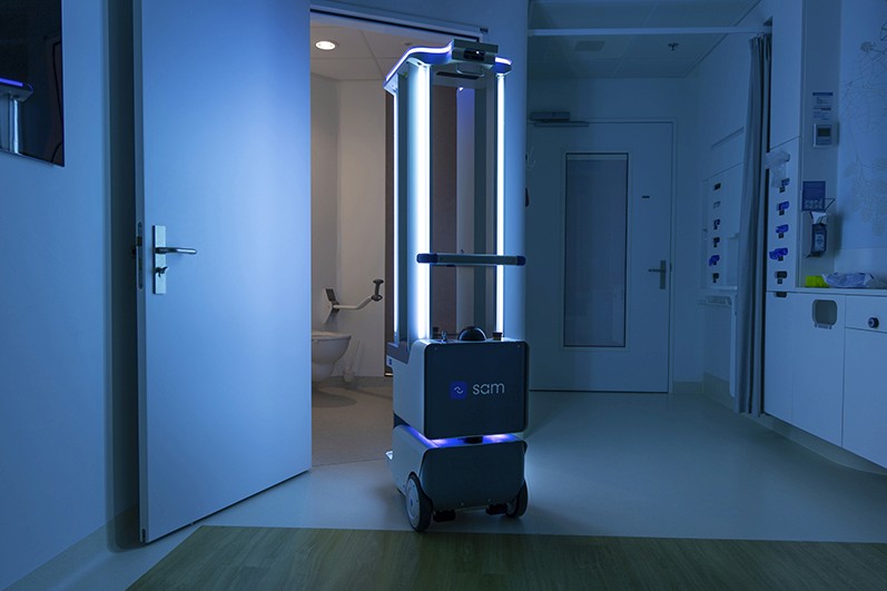 Disinfection robot SAM in a hospital room