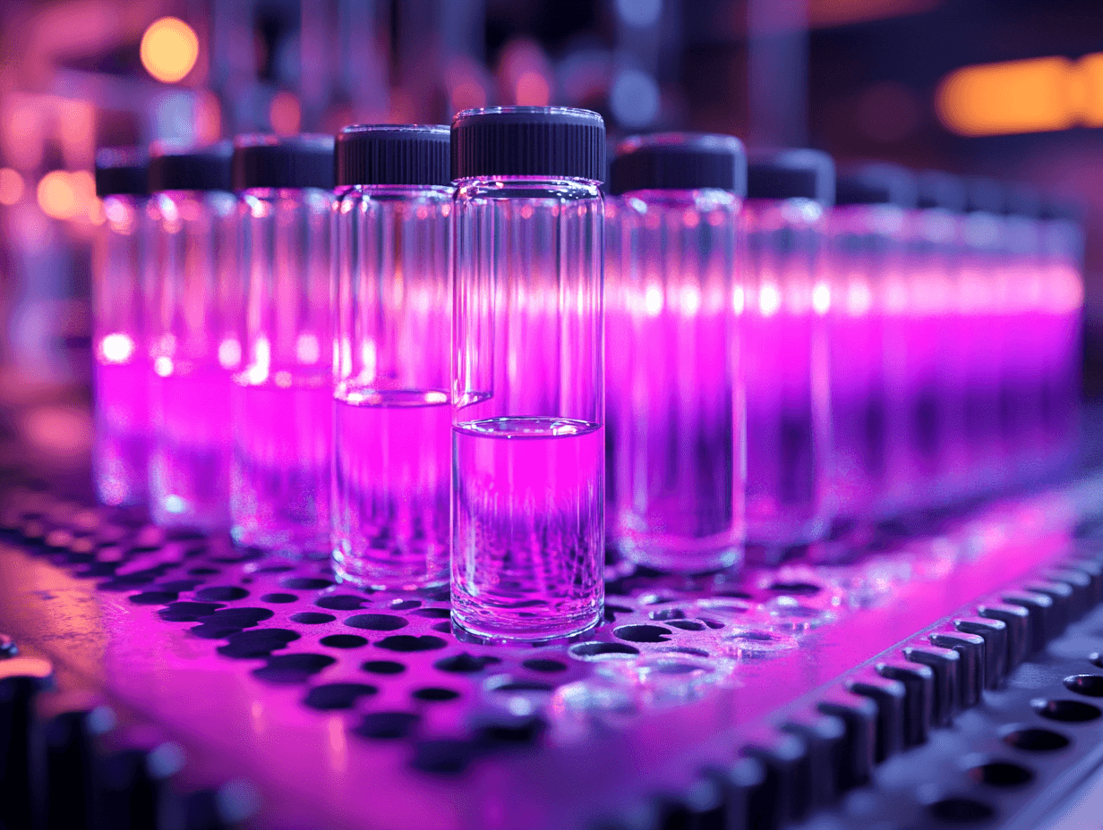 Aufgereihte Chemikalien