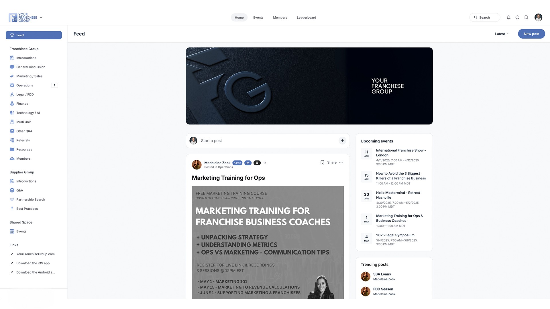 Screenshot of Your Franchise Group Dashboard