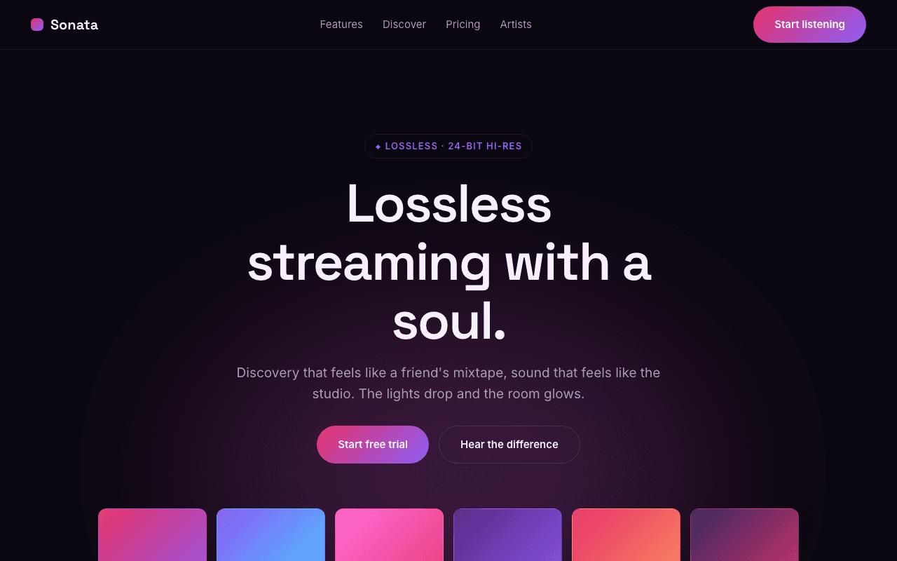 Sonata landing page preview