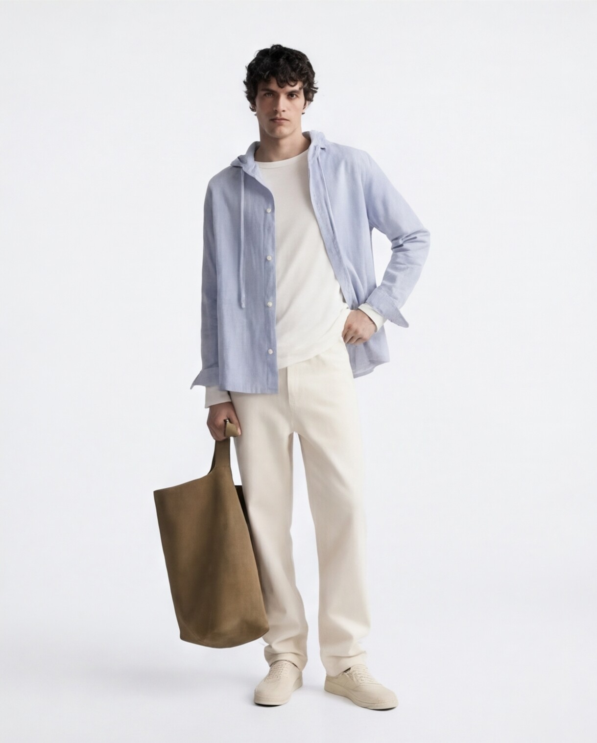 Blue Striped Shirt with Cream Co-ord Base