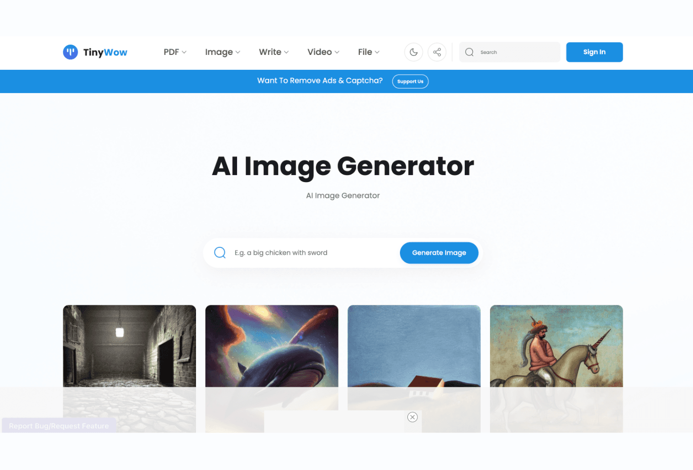 Tinywow AI image generator