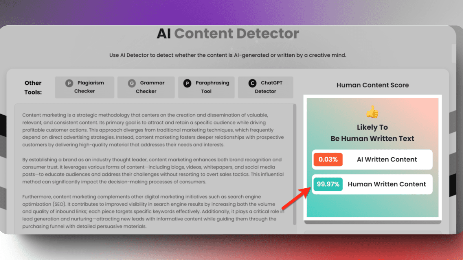 Simplified - Human content score