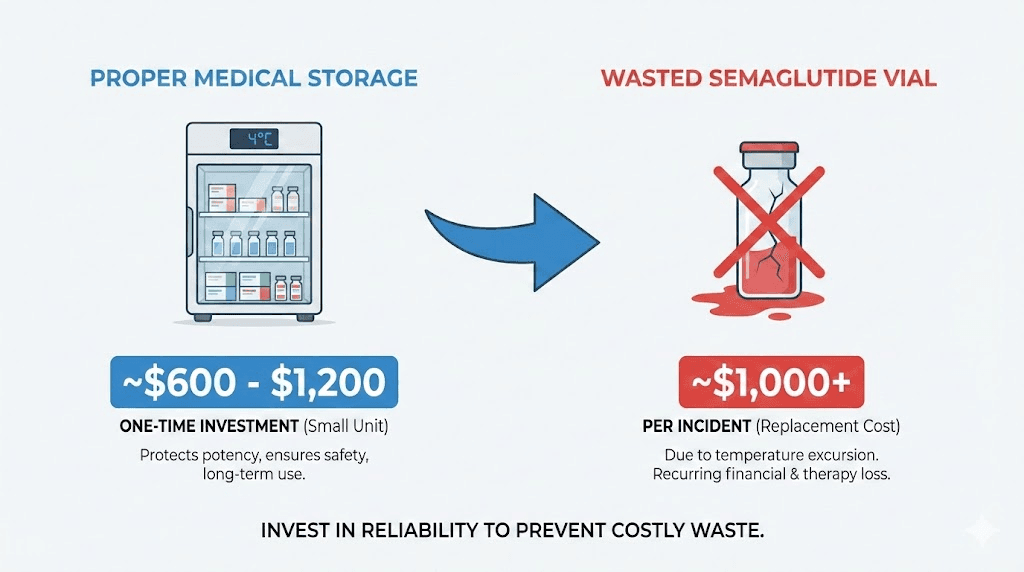 Cost of semaglutide storage equipment vs replacement vial comparison