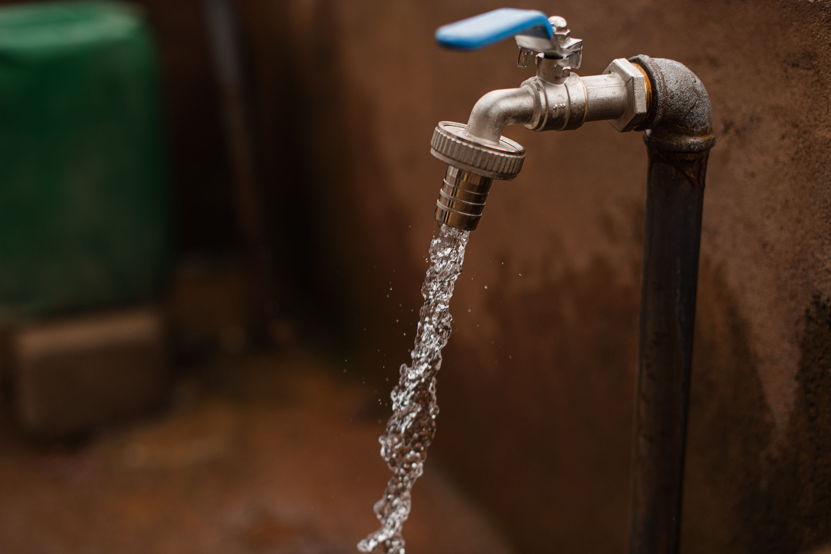 water coming out of faucet
