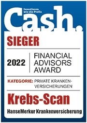 Siegel von Cash Award für die Krebs-Scan Versicherung