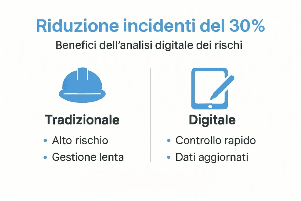 Infografica: vantaggi dell’analisi digitale nella gestione dei rischi in edilizia