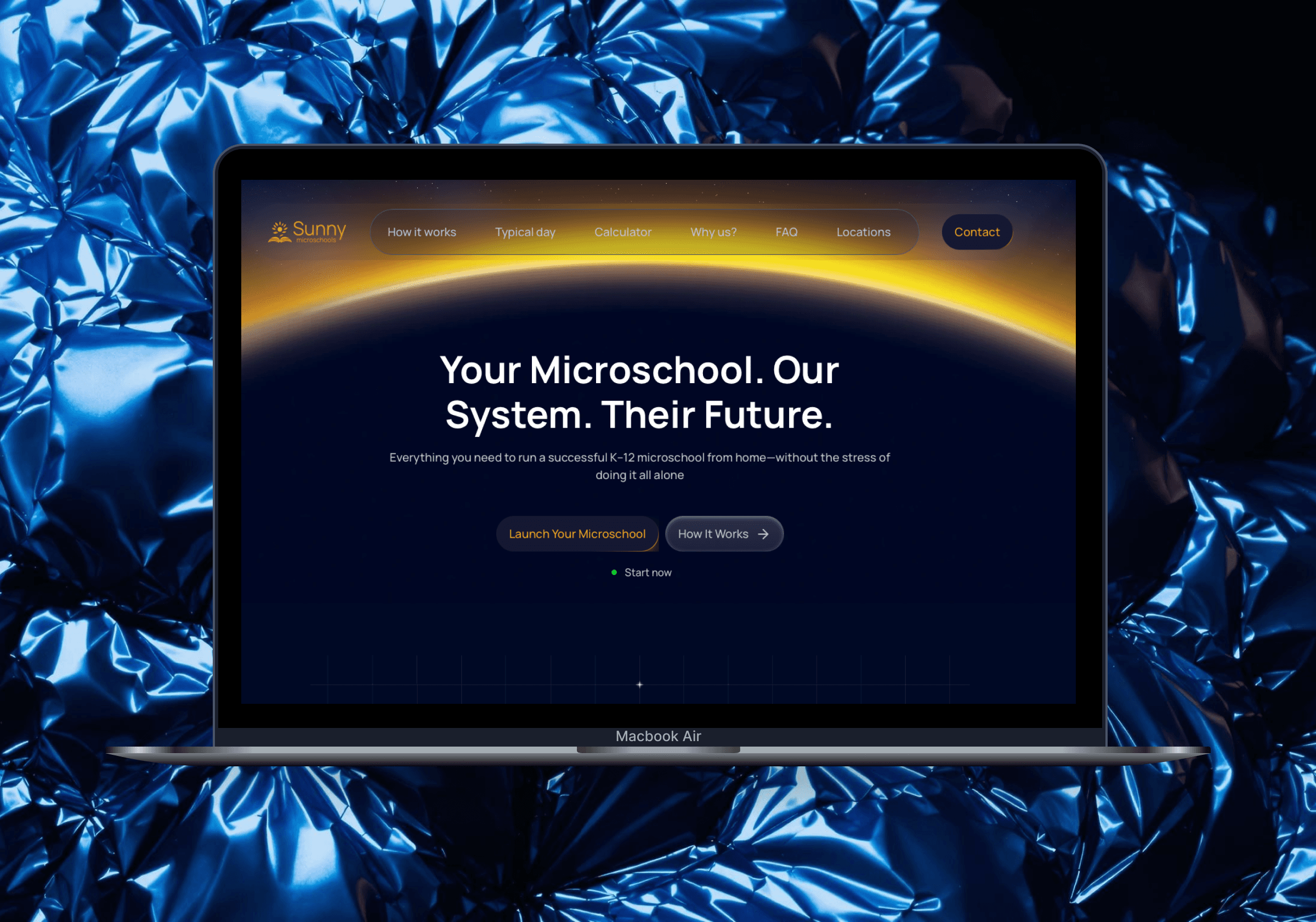 Project showcase screen mockup