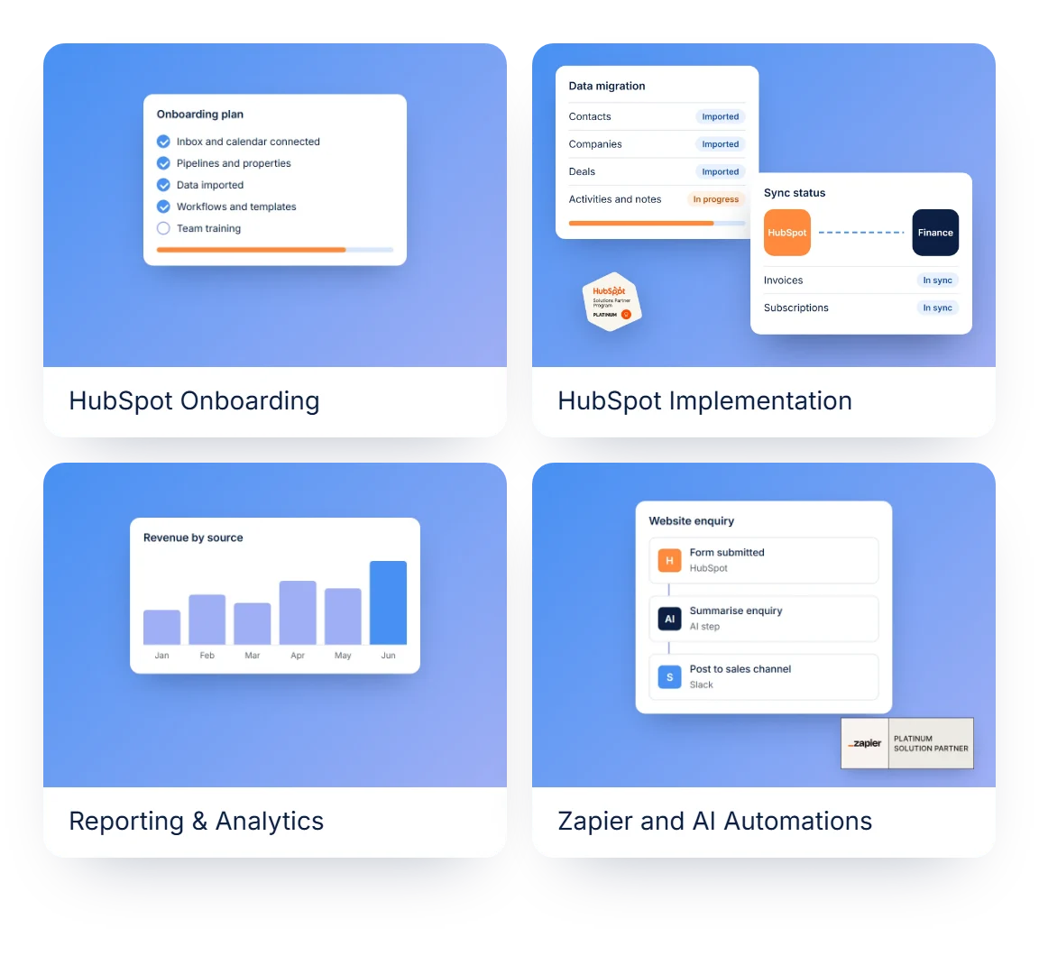 HubSpot Onboarding, Implementation, Reporting and Zapier services