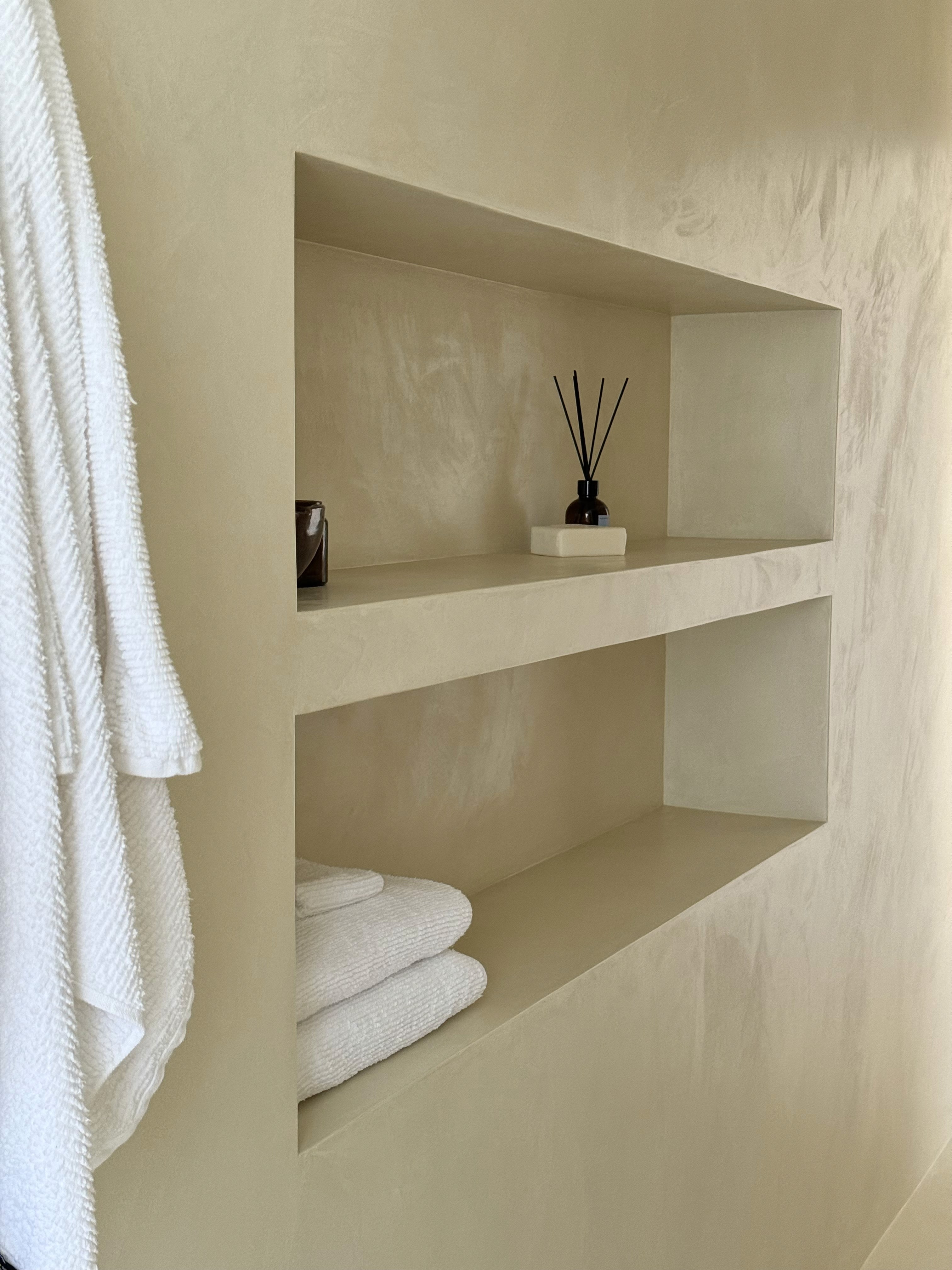 High-end modern interior with soft microcement ambiance