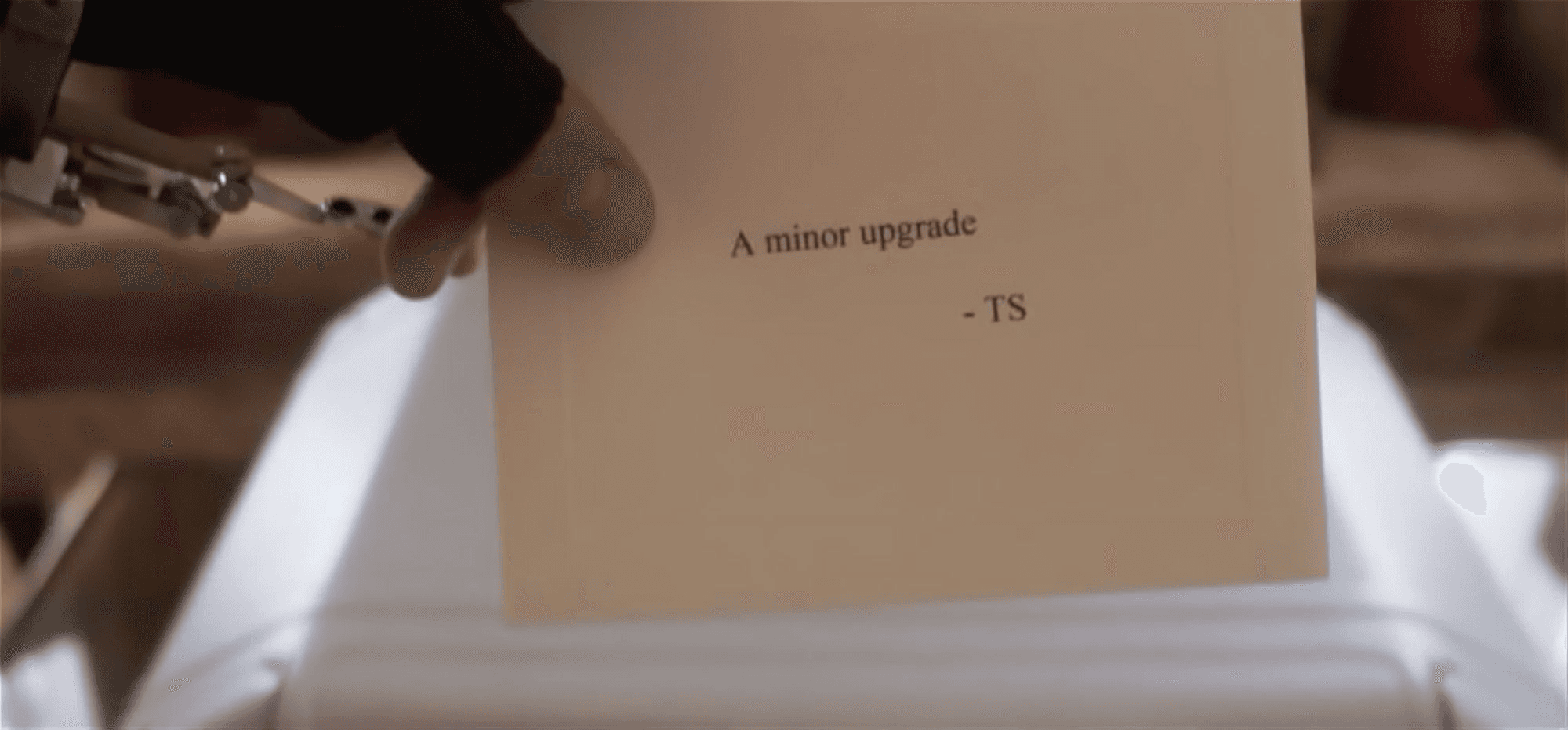 A note from Tony Stark, "A Minor Upgrade"