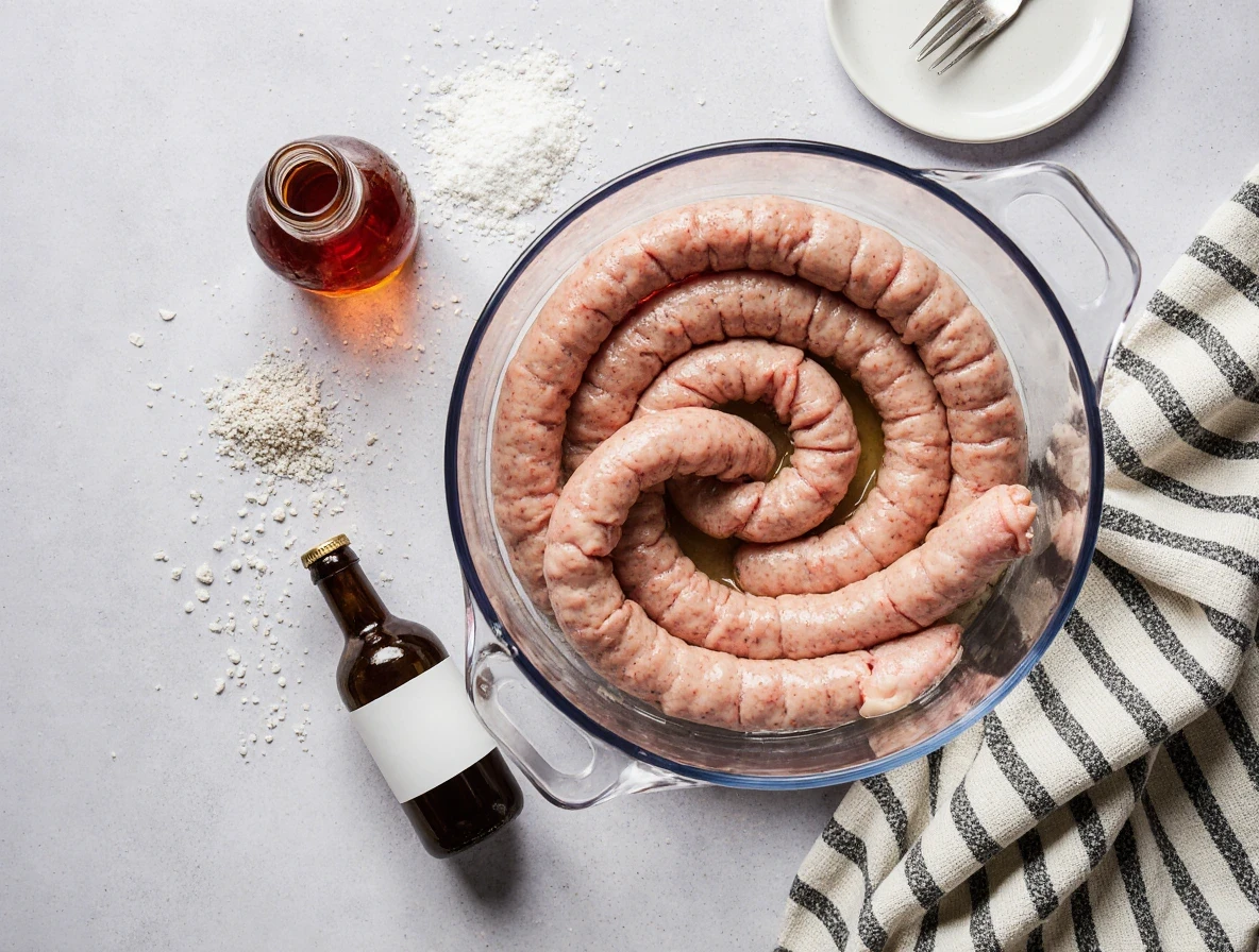 Jelita wieprzowe w misce z wodą z occtem.